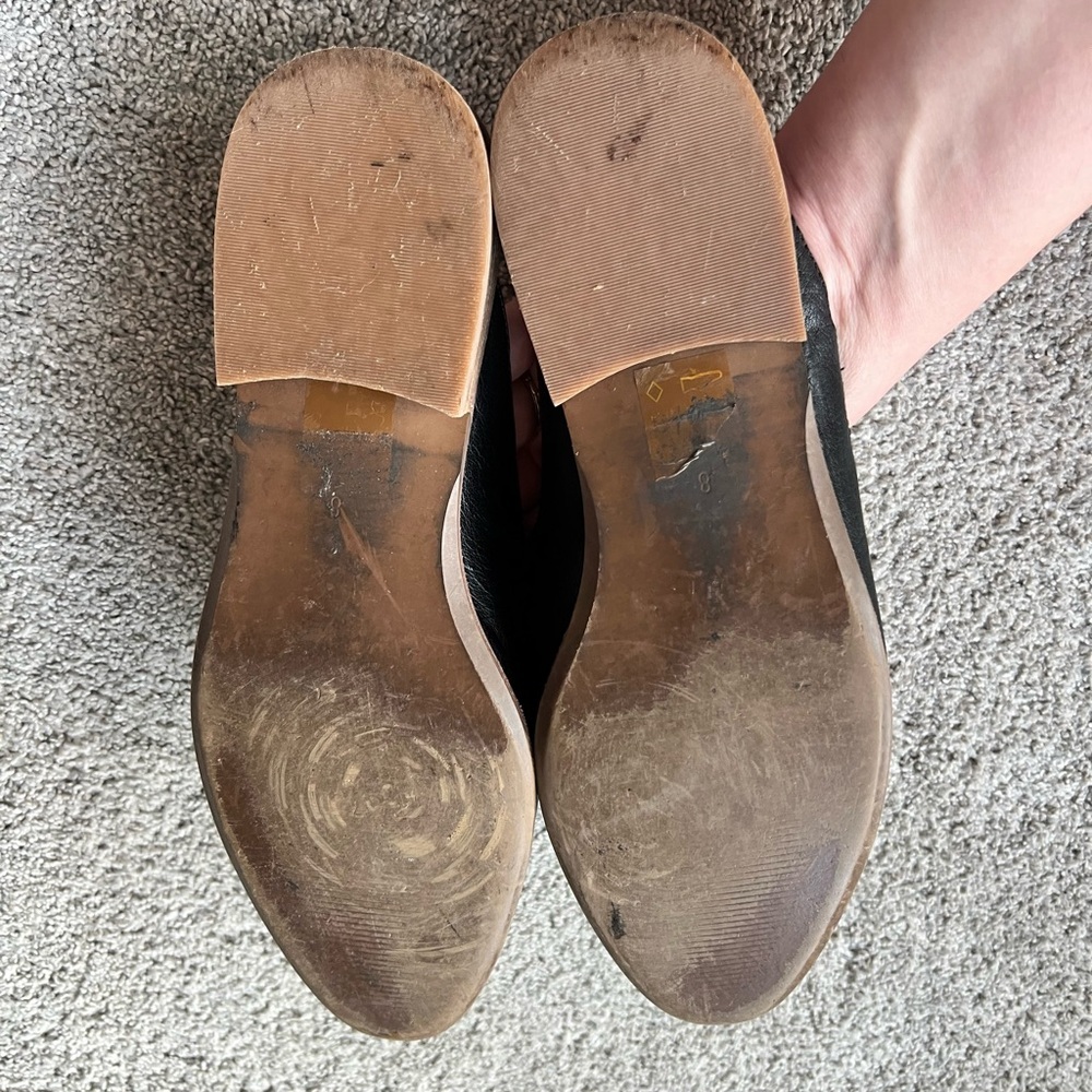 Madewell The Frances Size 8 Black Leather Skimmer Slip On Mules Loafer - Picture 3 of 6